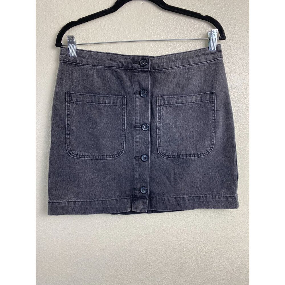 Free People We The Free Womens Y2K Button Denim Mini Skirt Gray Size 30